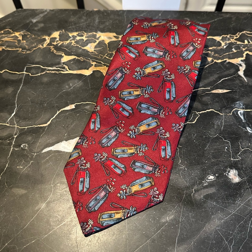 Spencer & Lowe Silk Golf Bag Tie - Red & Blue Necktie